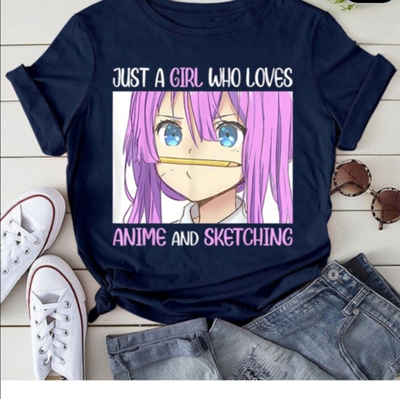 None Sweaters - Just a Girl Who Loves Anime and Sketching  Size Med